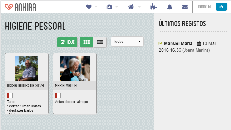 Módulo de Registo - filtro "hoje"