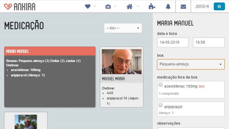 Registos - medicação - box